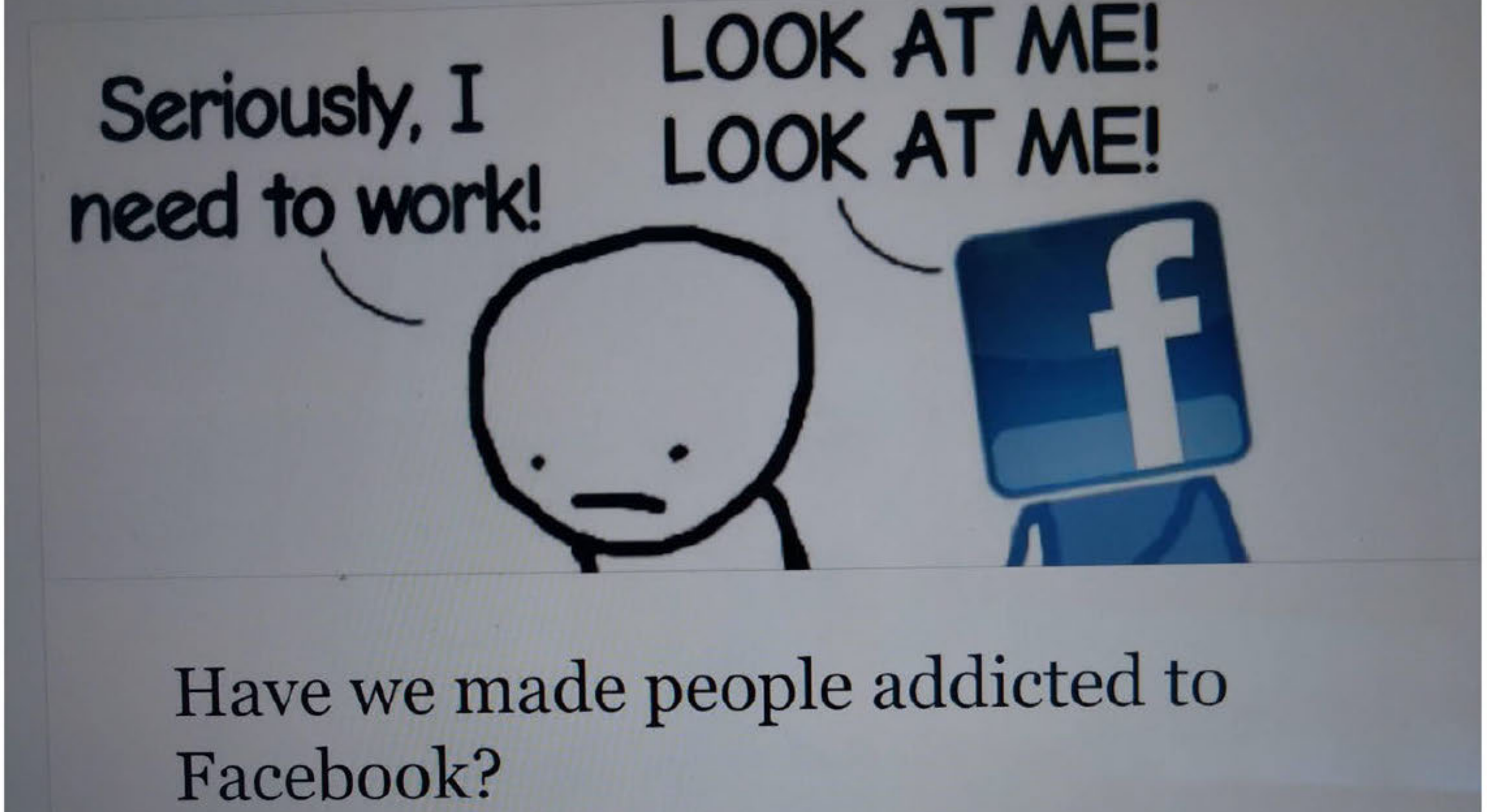 Page image from the source document, shown with the excerpt: "In a given week, approximately 5.9 million people leave Facebook [because they spent too much time on it, or planned to return from a temporary leave]"