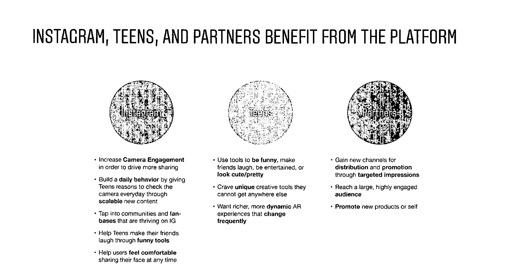 Page image from the source document, shown with the excerpt: "Build a daily behavior by giving Teens reasons to check the camera everyday through scalable new content"